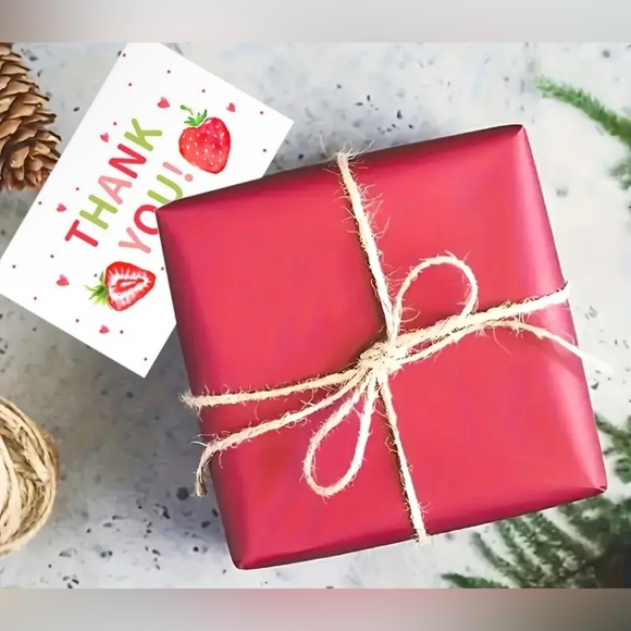 25 Strawberry Thank You Cards - Green and Red - Picture 4 of 4